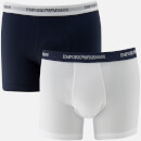 Emporio Armani Men's Cotton Stretch 2 Pack Boxer Shorts - White and Navy Blue