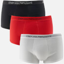 Emporio Armani Men's Pure Cotton 3 Pack Trunks - Bianco Rosso Nero