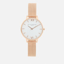 Olivia Burton Women's Big Dial White Dial Watch - Rose Gold Mesh