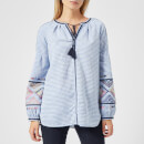 Joules Women's Yolanda Long Sleeve Embroidered Shirt - Light Blue Steel