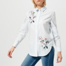 Joules Women's Laurel Embroidery Longline Shirt - Pale Green Stripe