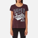Superdry Women's Lucky Aces Sequin Entry T-Shirt - Blossom Tree Berry