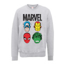 Marvel Comics Main Character Faces Men's Grey Sweatshirt