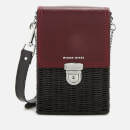 Wicker Wings Women's Buckled Shu Wicker Bag - Burgundy/Black