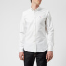 Maison Kitsuné Men's Tricolor Fox Patch Oxford Shirt - White