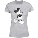 Disney Mickey Mouse Classic Kick B&W Women's T-Shirt - Grey