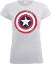 T-Shirt Femme Marvel Avengers Assemble - Captain America Bouclier Abimé - Gris