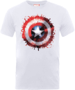Marvel Avengers Assemble Captain America Art Worded Shield Badge T-Shirt - White