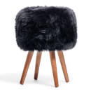 Royal Dream Black Sheepskin Stool