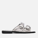 McQ Alexander McQueen Women's Moon Buckle Slide Sandals - Silver