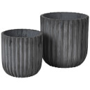 Broste Copenhagen Indoor/Outdoor Fiberclay Flowerpot - Charcoal (Set of 2)