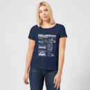 Back to the Future DeLorean Schematic Dames T-shirt - Navy