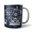 Back To The Future Delorean Schematic Mug