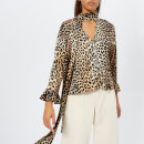 Ganni Women's Calla Silk Top - Leopard