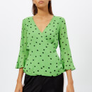 Ganni Women's Dainty Georgette Top - Classic Green