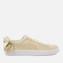 Puma Women's Suede Bow Varsity Trainers - Marshmallow/Metallic Gold
