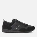 Tommy Hilfiger Men's Iconic Leather/Suede Mix Running Style Trainers - Black