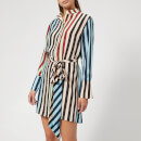 Diane von Furstenberg Women's Long Sleeve Shirt Dress - Carrington Stripe Pacific