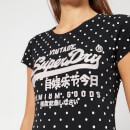 Superdry Women's Vintage Logo Aop Entry T-Shirt - Black Polka Dot