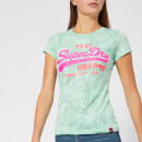 Superdry Women's Vintage Logo Aop Burnout Entry T-Shirt - Burnout Mint