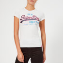 Superdry Women's Vintage Logo Neon Entry T-Shirt - Heather Blaze Grey