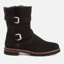 Dune Women's Rhianne Suede Buckle Biker Boots - Black