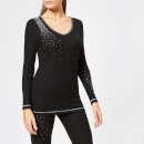 S'No Queen Women's Long Length V Neck Top - Black
