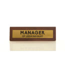 Manager of Looking Busy Wooden Desk Sign - Dark Oak/Gold