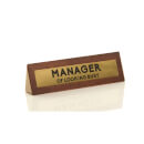 Manager of Looking Busy Wooden Desk Sign - Dark Oak/Gold