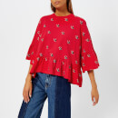 McQ Alexander McQueen Women's Loose Ruffle T-Shirt - Riot Red