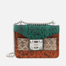 SALAR Women's Mila Snake Cross Body Chain Bag - Pine/Cream/Orange
