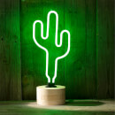 Gingersnap Large Neon Cactus Table Lamp - Cork Base