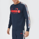 Diadora Men's 5 Palle Offside Crew Neck Sweatshirt - Blue Denim/Optical White/Tomato Red