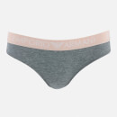 Emporio Armani Women's Iconic Logoband Bi Pack Briefs - Nude/Dark Melange Grey