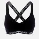 Emporio Armani Women's Iconic Logoban Padded Bralette Bra - Black