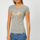Superdry Women's Vintage Logo Aop Burn Out Entry T-Shirt - Grey Marl