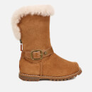UGG Kid's Nessa Suede Buckle Boots - Chestnut