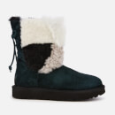 UGG Women's Classic Short Patchwork Fur Sheepskin Boots - Black