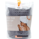 Aquis Moody Grey Waffle Hair Turban + Moody Grey Waffle Hair Towel Bundle