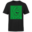 Nintendo Super Mario Luigi Retro Line Art Men's T-Shirt - Black