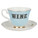 Yvonne Ellen Wine Teacup and Saucer - Blue