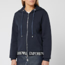 Emporio Armani Women's Logo Trim Zip Up Hoody - Navy
