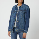 Emporio Armani Women's Denim Jacket with Logo on the Back - Blue