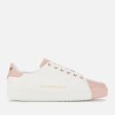 Emporio Armani Women's Serena Leather Low Top Trainers - White/Rose