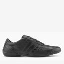 Emporio Armani Men's Zatch Leather Embossed Oxford Trainers - Black/Black