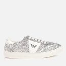Emporio Armani Women's Biz Glitter Low Top Trainers - Silver/White