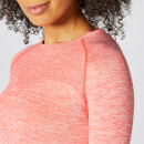 Inspire Seamless Long-Sleeve Top - Hot Coral - XS