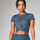 Power Kurzarm Crop Top - Dunkles Indigo