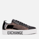 Armani Exchange Women's Mirror Patent Flatform Trainers - Black/Gun Metal/Black