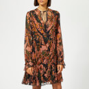 Coach 1941 Women's Forest Floral Print Pleated Dress - Green/Peach